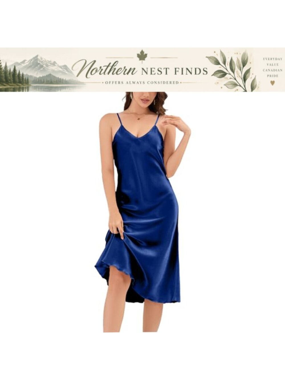 Midi Satin Slip Dress Adjustable Spaghetti Strap Silky Nightgown Under Dress